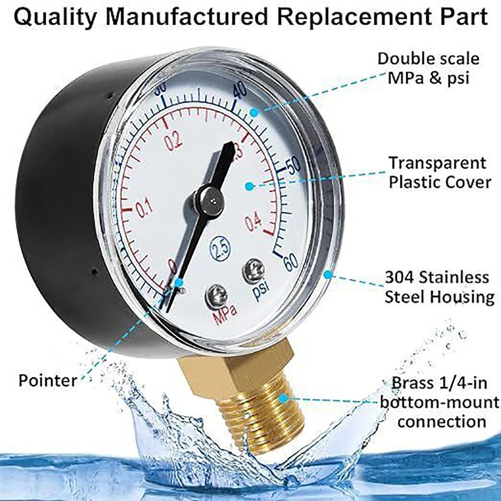 For Hayward Pool Filter (Sand & D.E.) Pressure Gauge Replacement ECX270861