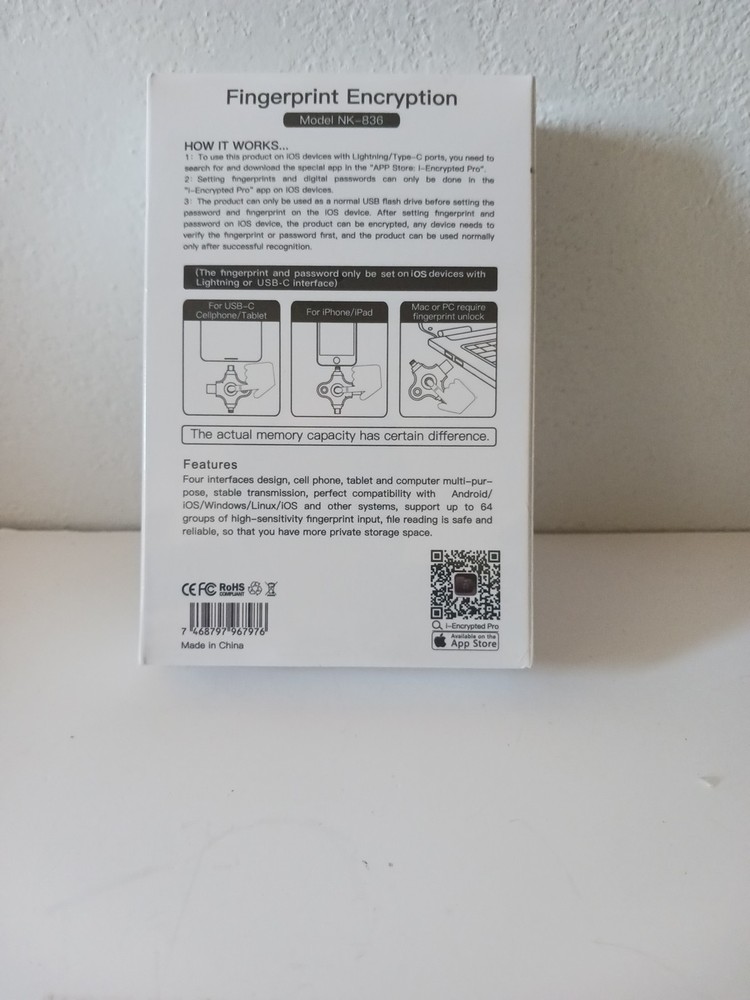 Gousido 64G Fingerprint Encryption Flash Drive USB