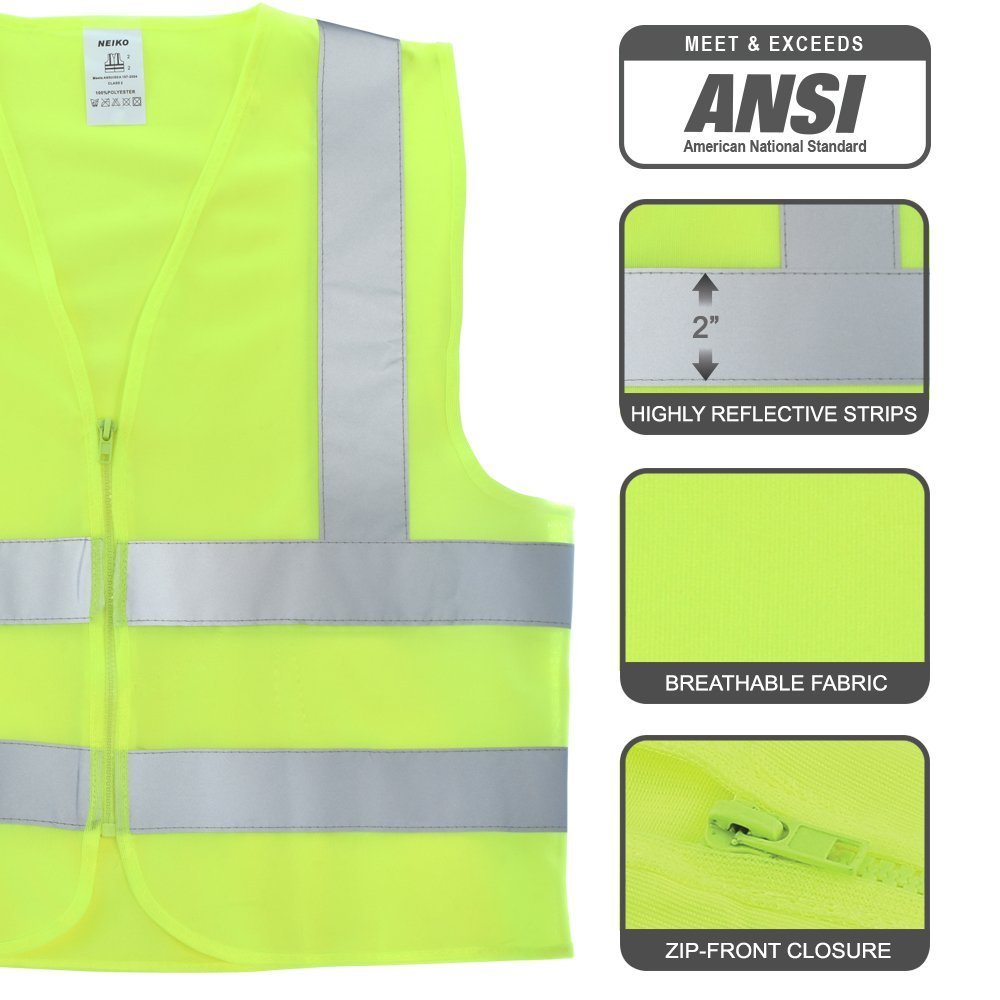 Solid Mesh High Visibility Safety Vest, ANSI/ ISEA 107-2010