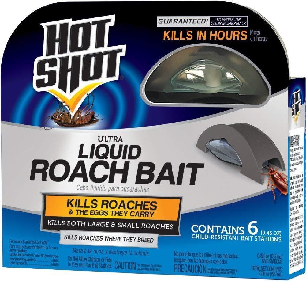 HOT SHOT ULTRA LIQUID ROACH BAIT - 6 COUNT - KILLS ROACHES FAST!!