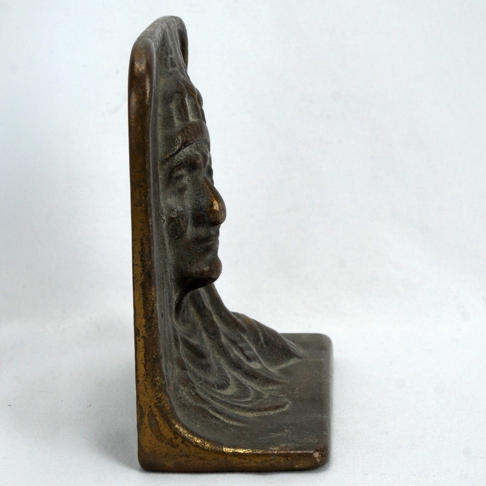 Single Indian Chief Cast Iron Bookend Circa 1925