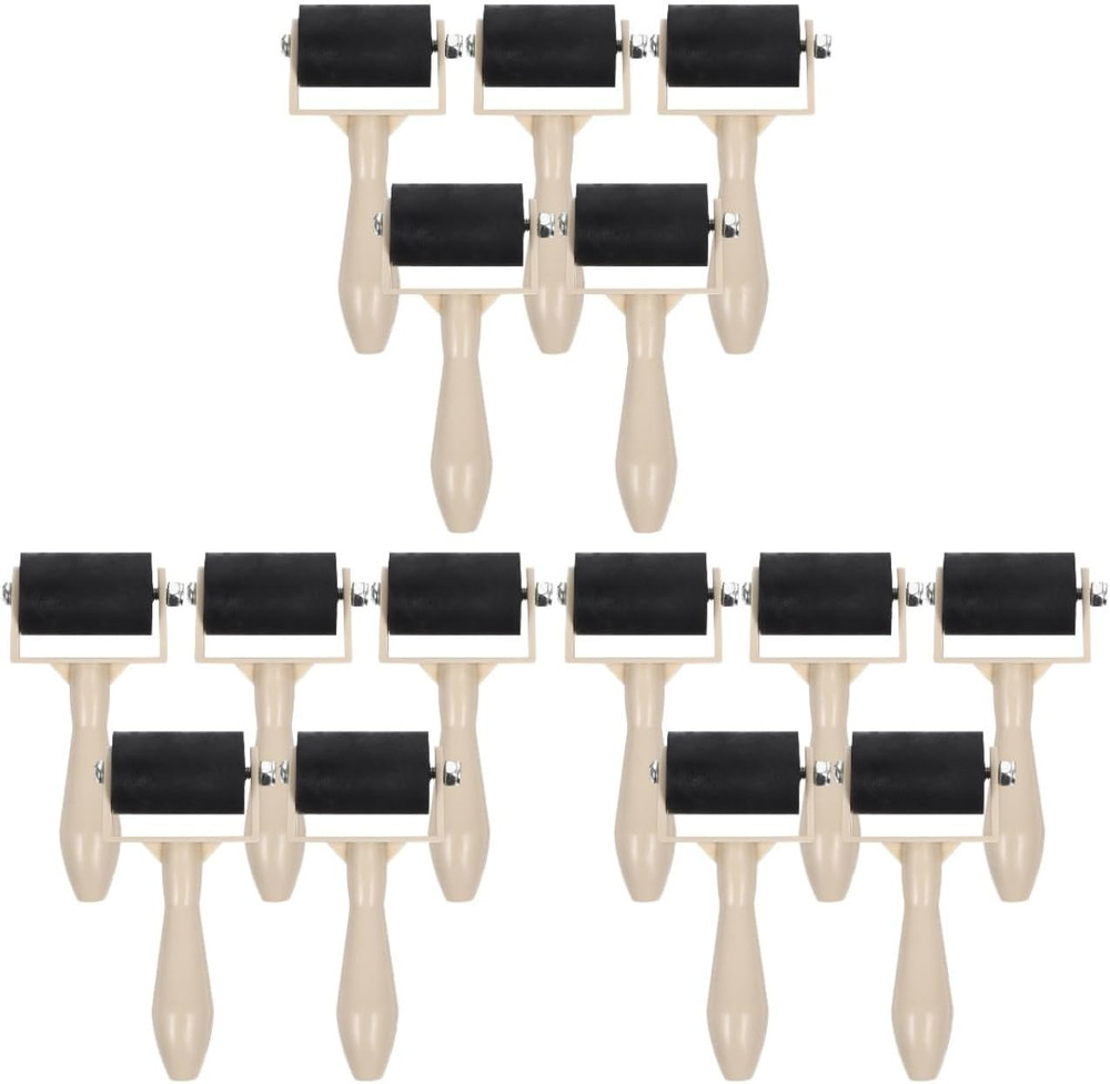 15Pcs Small Rubber Brayer Roller for Printmaking - 3.7" Mini Inking Rollers Bulk
