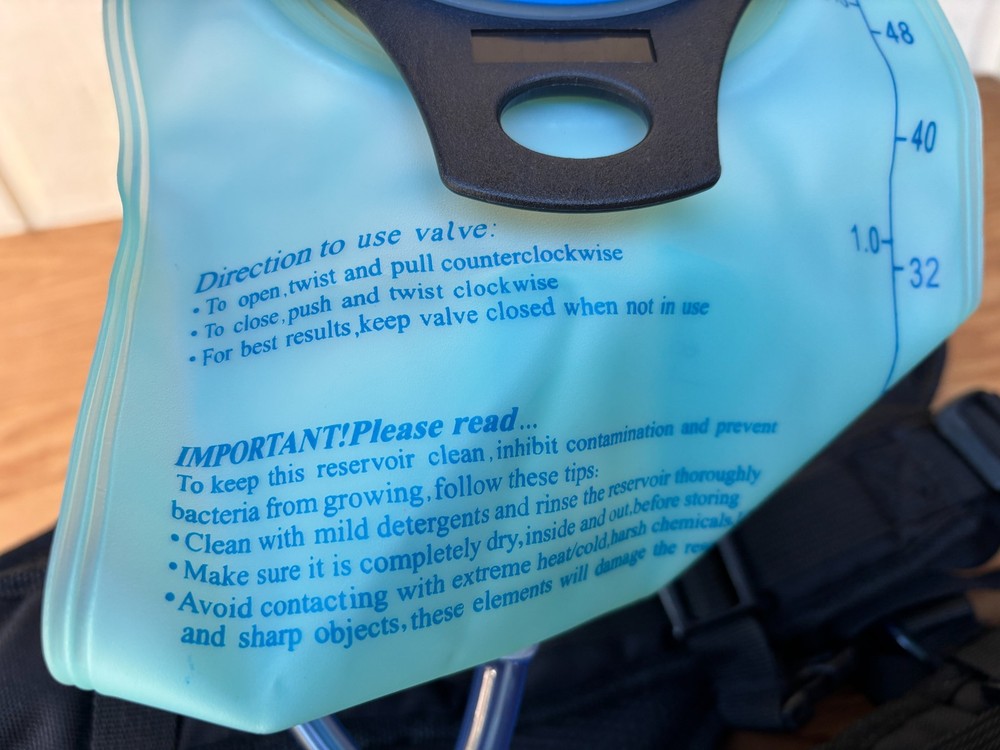Oasis NTG Hydration Pack 1.5L water bladder backpack. Waterproof zippers