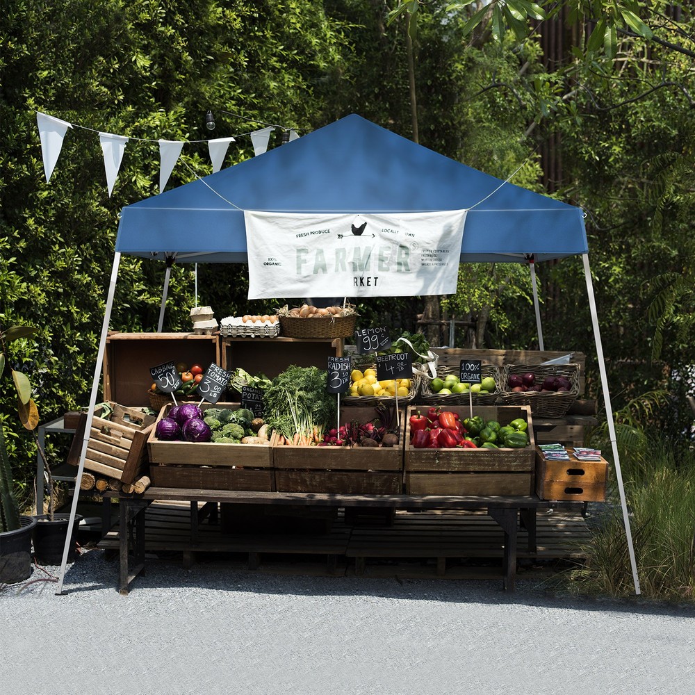 8*8ft Portable Home Use Waterproof Folding Tent Blue