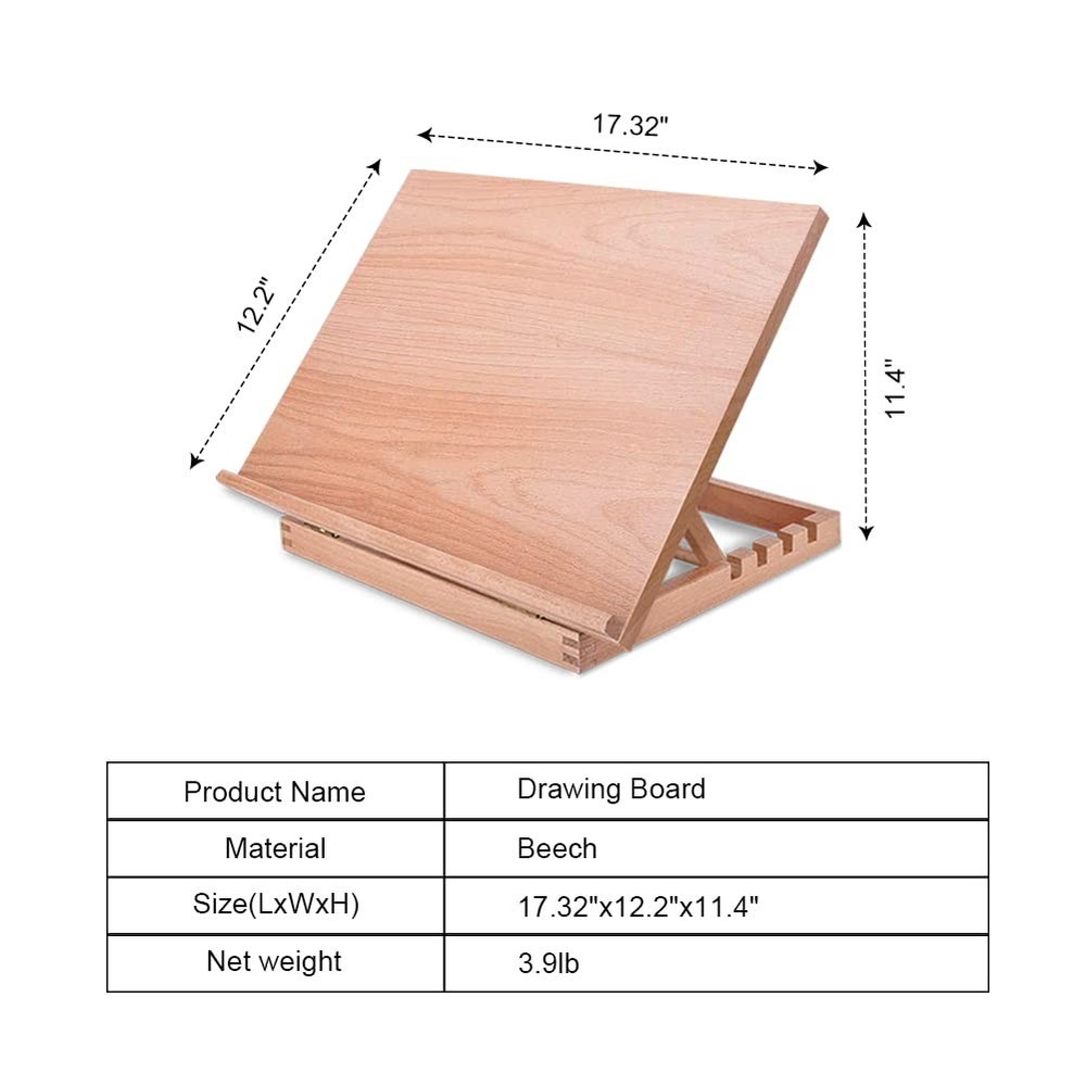 Tabletop Easel A3 Painting Easel with Smooth Surface Adjustable Angle Art Eas...