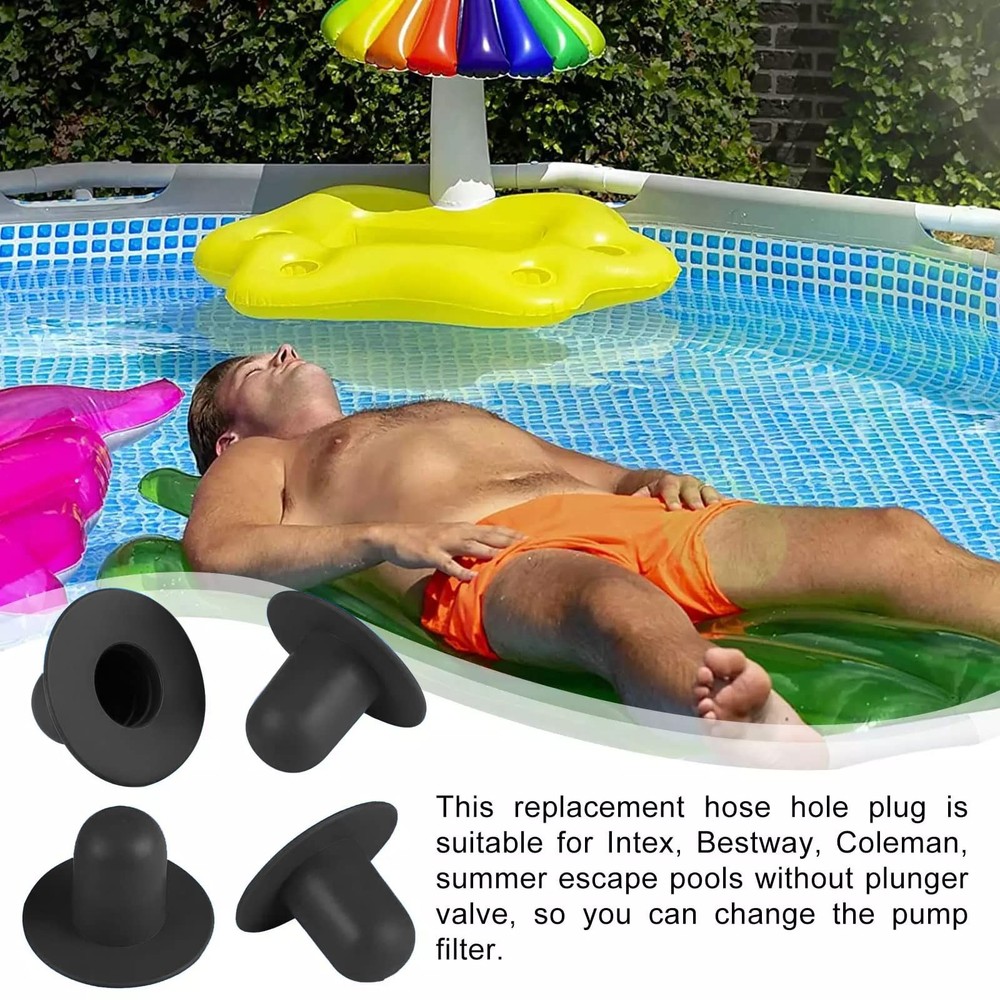 4 Pack Pool Wall Plug Replacement,Pool Stopper Plugs,Pool Black