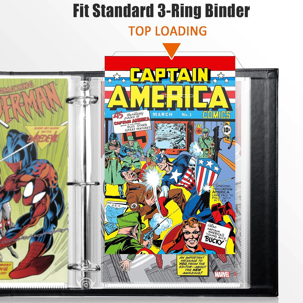 Comic Book Protector Bags, 12-Pack Binder Sleeves for Comics