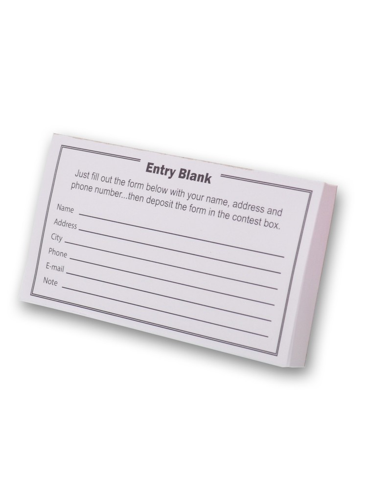 Contest Entry Forms, 100 Forms Per Pad Blank Sheets