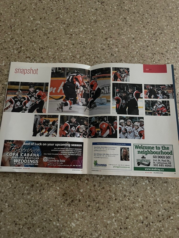Niagara Icedogs First Game Meridian Centre Program 10-16 2014 *2014/15 Yearbook