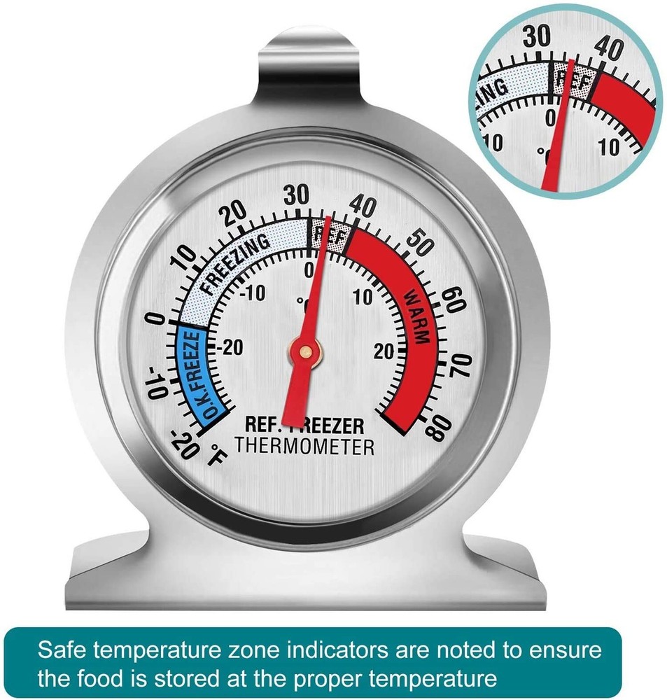 3-Pack Refrigerator Thermometer, Large Dial Freezer Thermometer,Classic Serie...