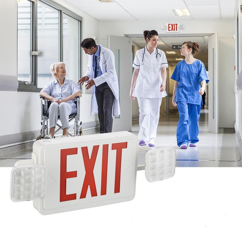 UL List 6 Packs Green Exit Light with Battery Backup Combo Emergency Exit Sign.