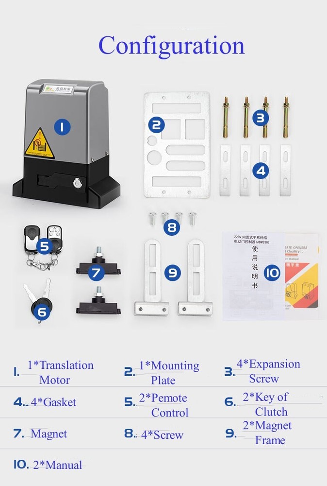 Automatic Sliding Gate Opener Rack Driven with 2 Remotes & Complete Kit 2700 lbs