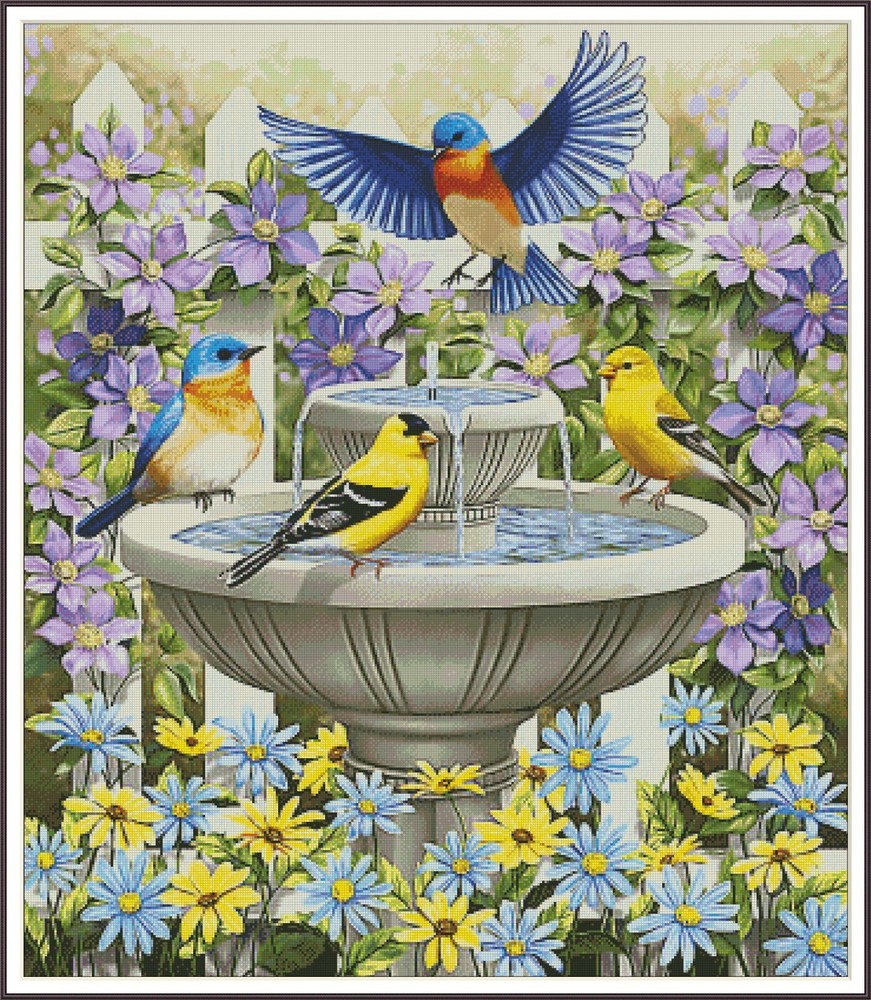 Bird Baths 725 Chart Counted Cross Stitch Pattern