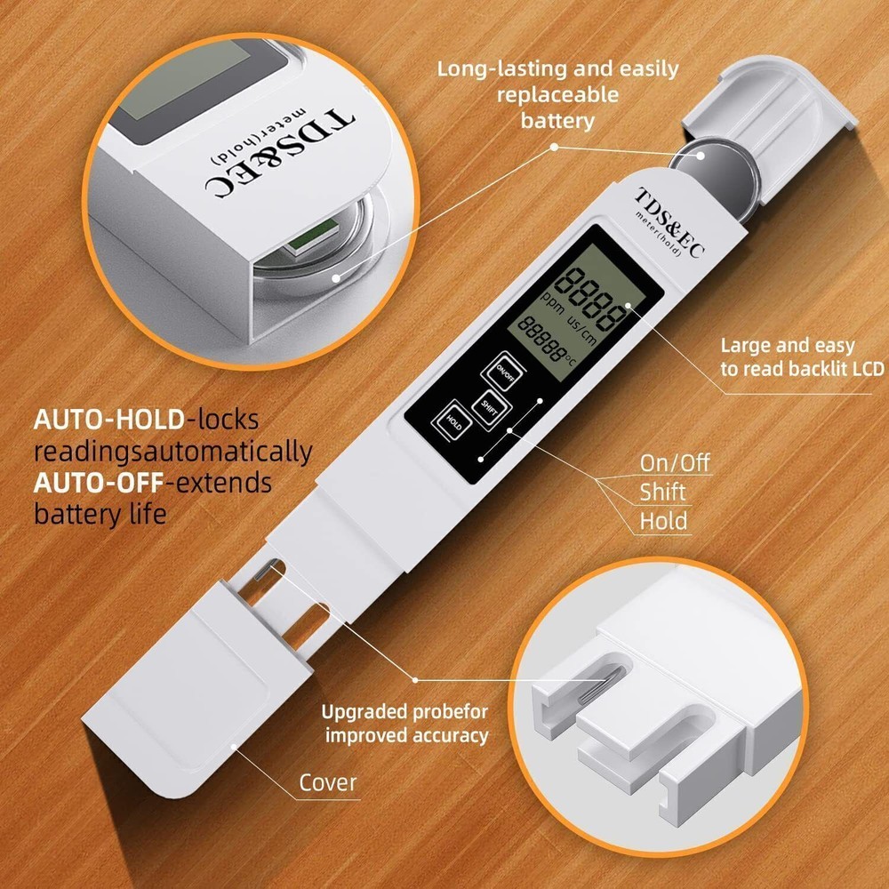 2pc TDS Meter Digital Tester Water Quality Testing Kits Drinking Water 0-9990ppm