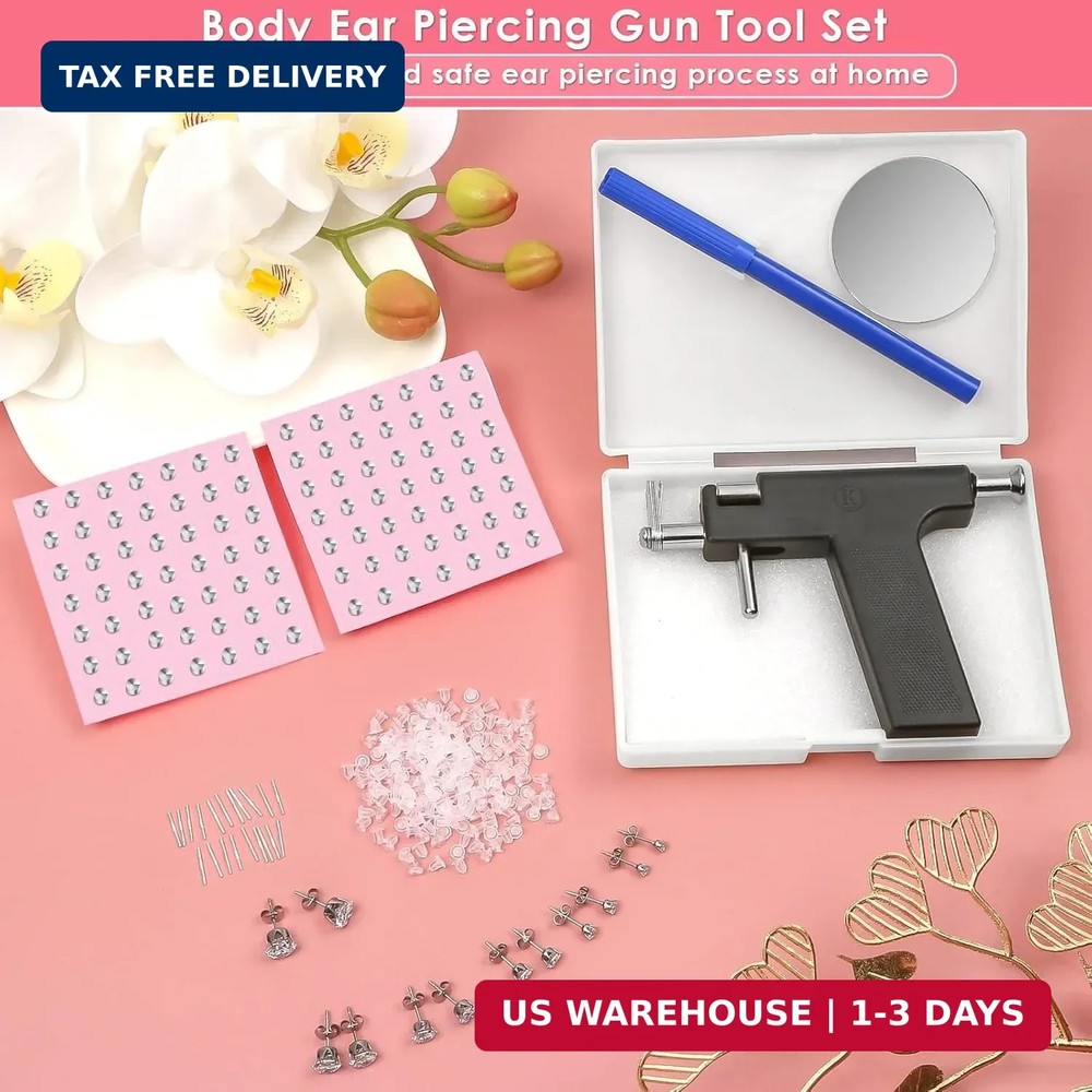 Professional Ear Piercing Gun Kit Reusable Tool Stainless Stud Set