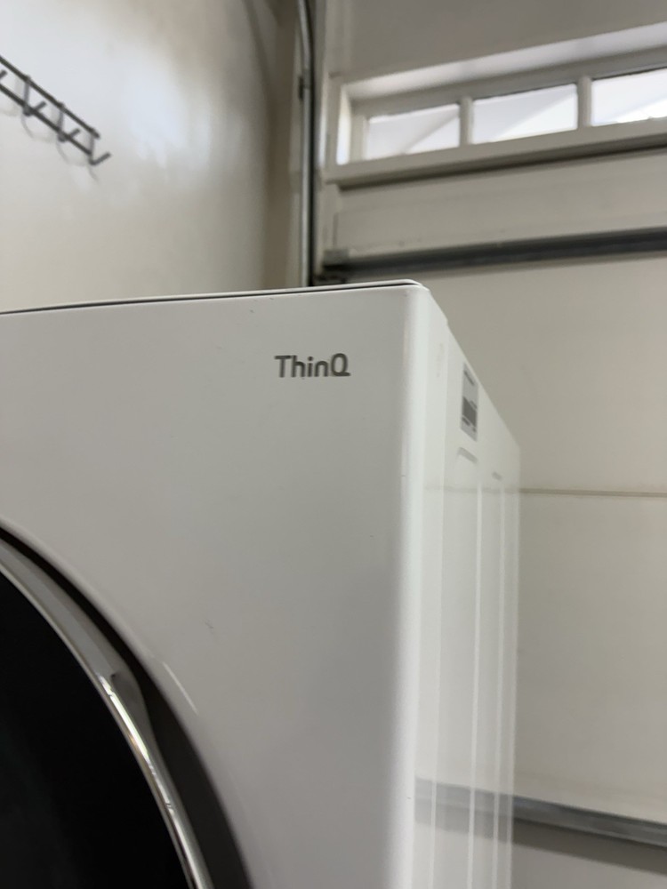 LG ThinQ Stacked Washer & Dryer Electric Front-Loading White/Black
