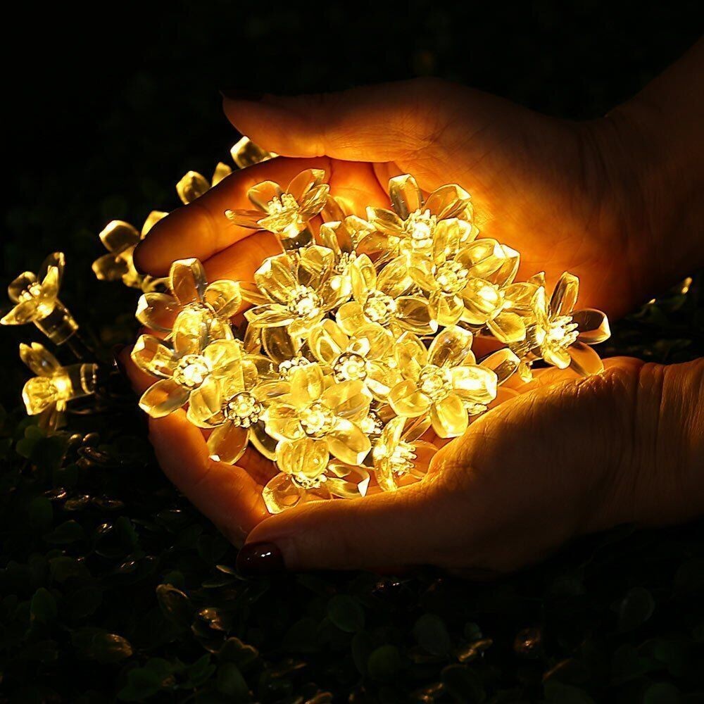 Solar Flower String Lights Outdoor Waterproof 45ft 100 LED Solar Powered