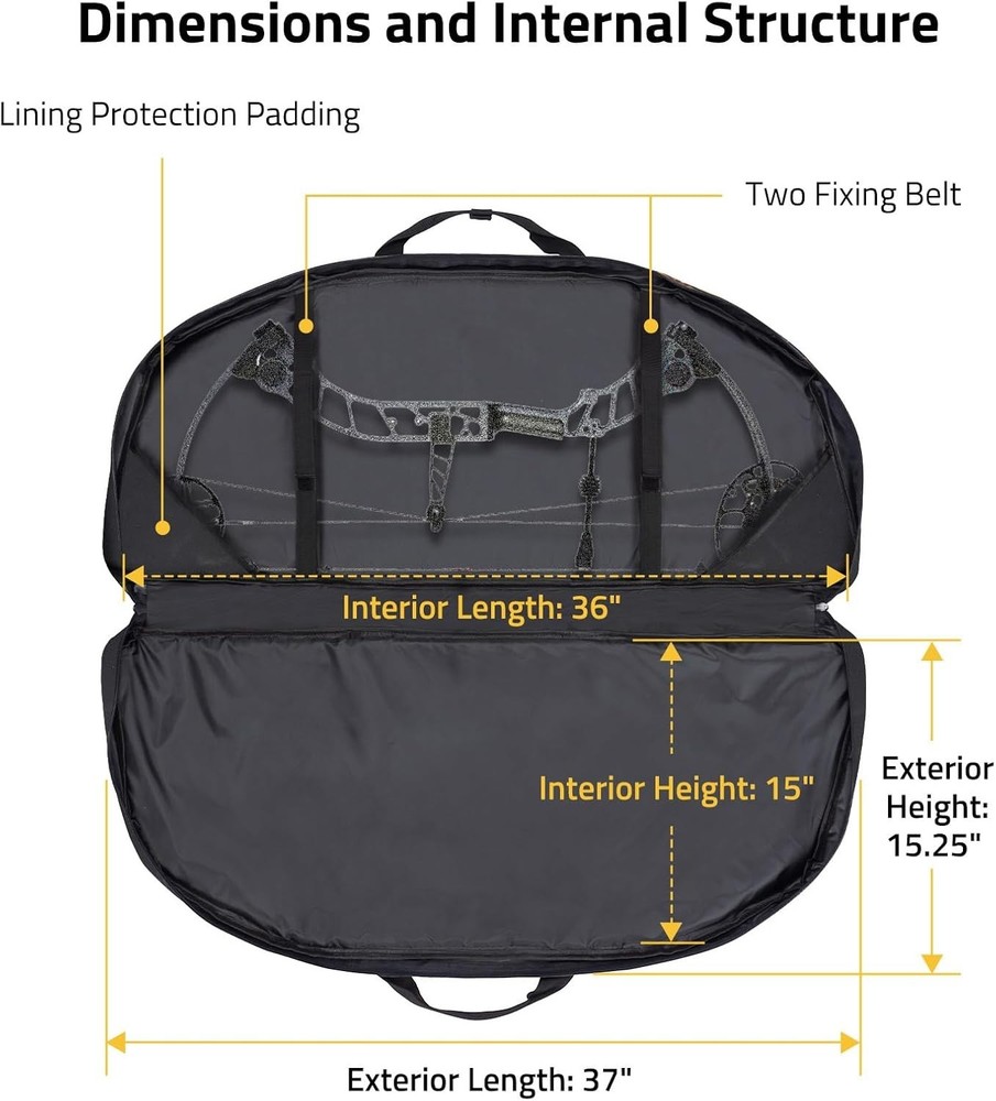 Archery Bow Case Soft Compact Arrow Bag With Backpack Strap 37 Inches