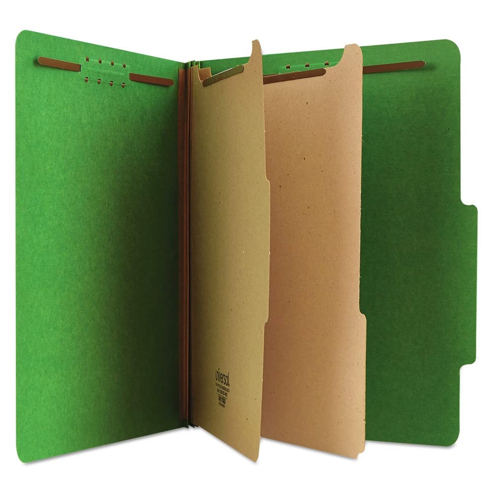 Universal 10302 Pressboard Classification Folders, Letter, Green