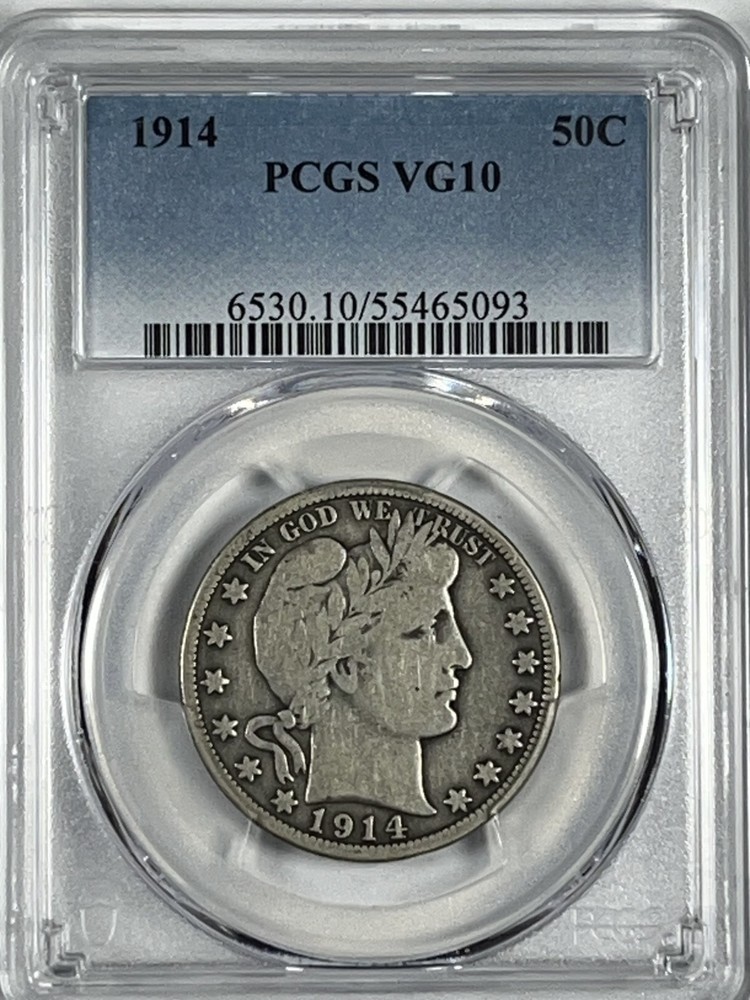1914 Barber Half Dollar : PCGS VG10