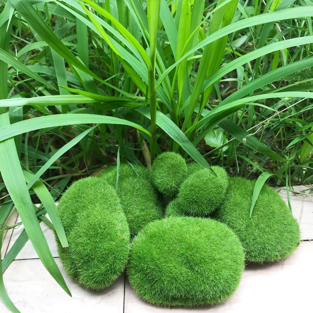 Woohome 30 PCS 3 Size Artificial Moss Rocks Decorative, Green 30pcs