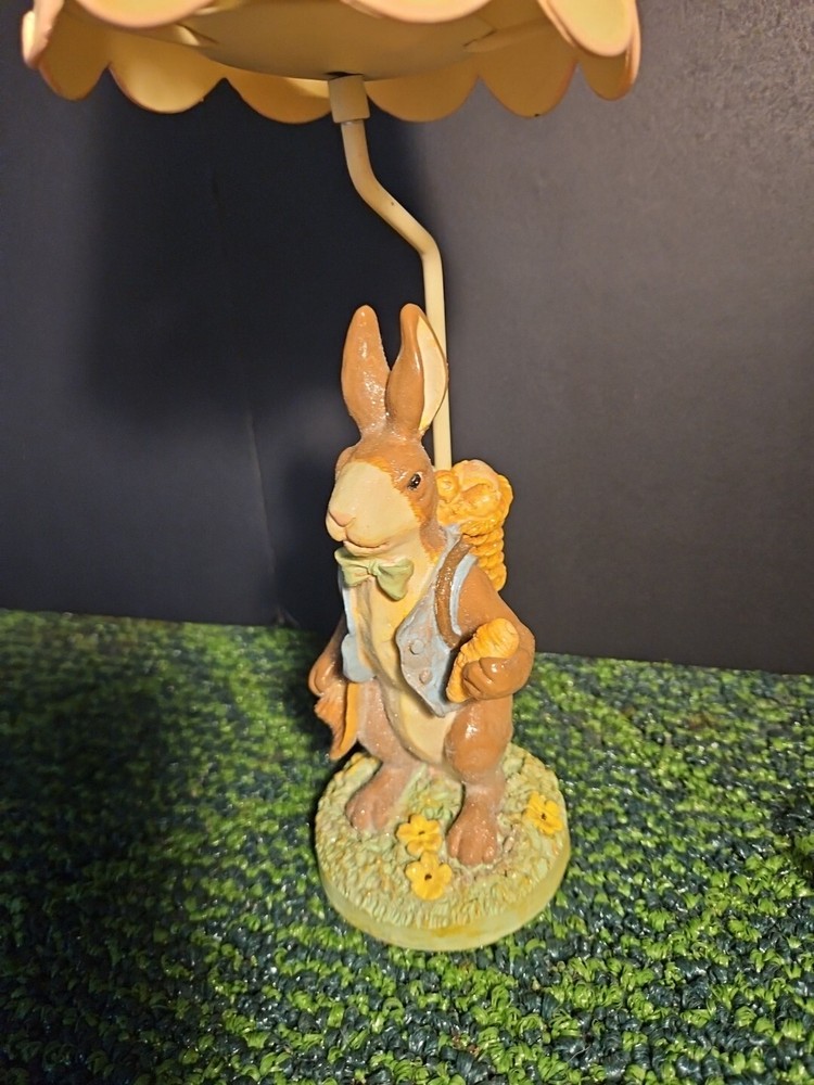 14" Easter Bunny Tea Light Lamp, Vintage Spring Time Easter Eggs