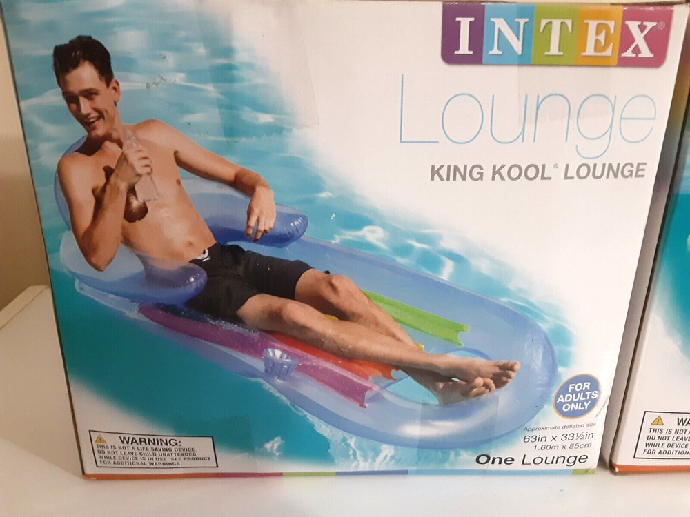 **NEW** INTEX KING KOOL INFLATABLE POOL LOUNGE FLOAT WITH HEADREST & CUP HOLDER
