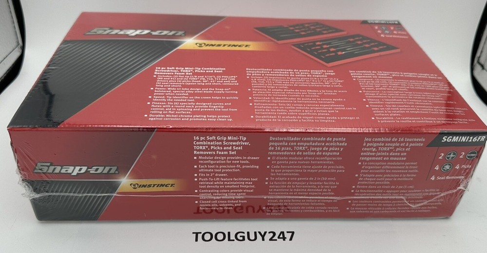 SNAP ON TOOLS Instinct RED Soft Handled 16pc Mini Screwdriver Set SGMINI16FR