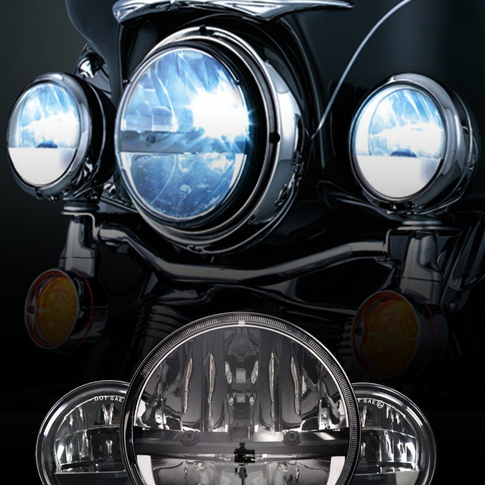 Eagle Lights 7" Complex Reflector LED Headlight w/ Passing Lights Harley Indian