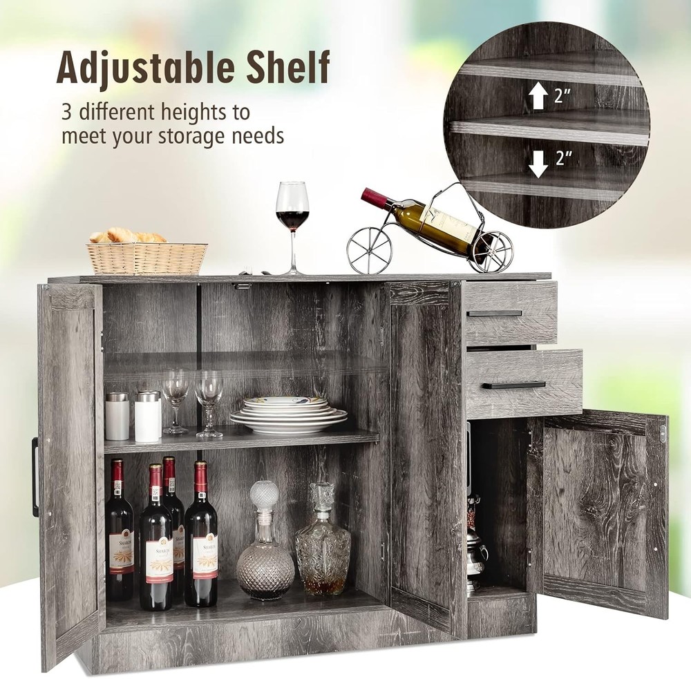 Buffet Server Sideboard Storage Cabinet Console Table Utensils Organizer Kitc...