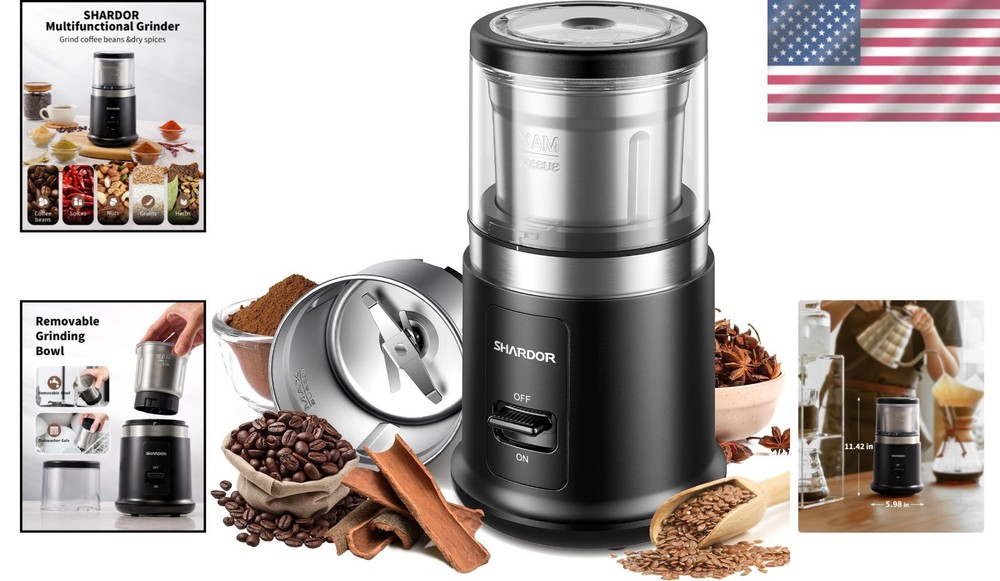 Multi-Functional One Touch Grinder - Removable Bowl for Coffee, Spices, & Herbs
