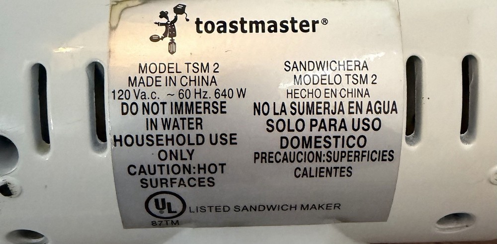 Toastmaster Snackster Non-Stick Sandwich Maker