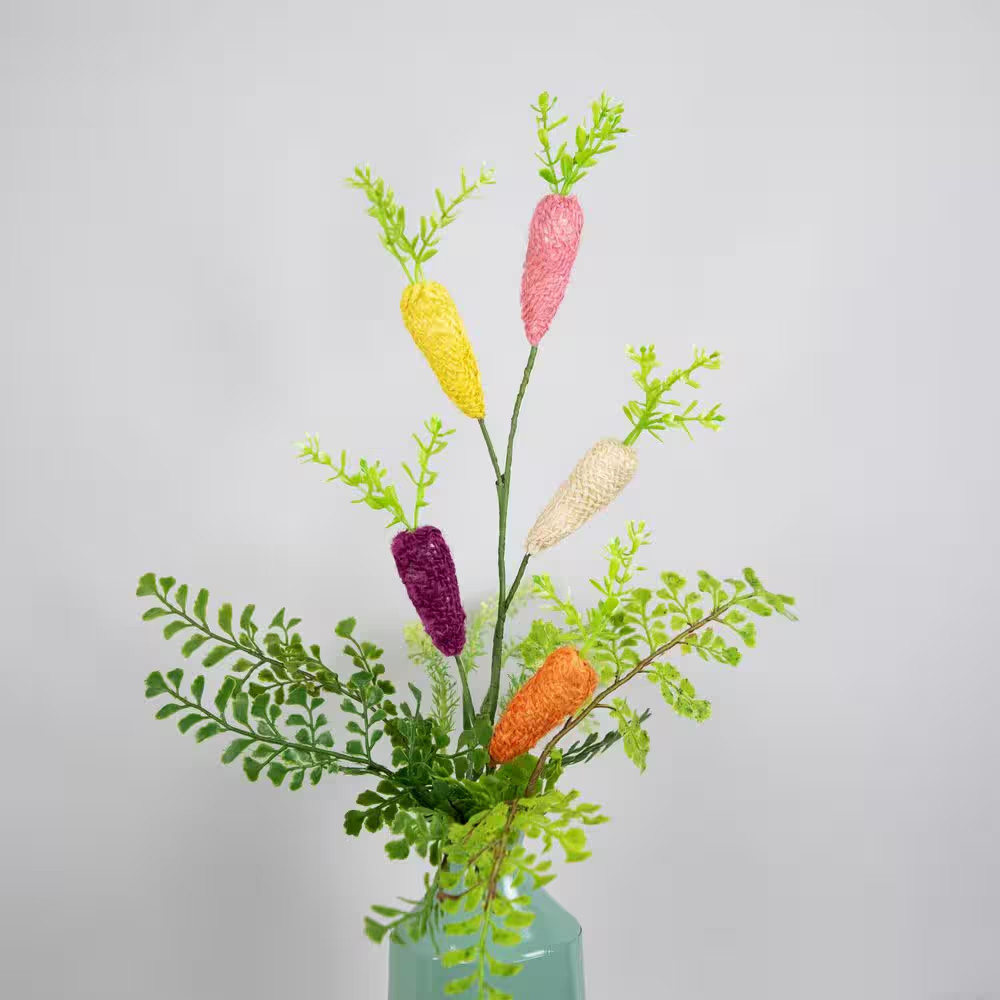 Knitted Carrots Easter Spray-23.75 In.-Multicolor