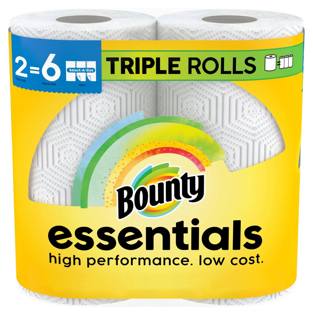 Essentials Select A Size Paper Towels White 2 Triple Rolls = 6 Regular Rolls