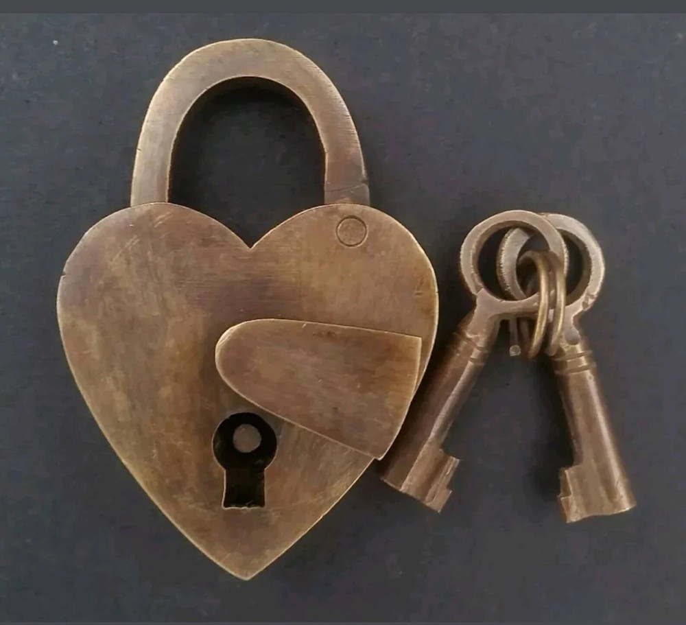 Heart Shaped Love Lock, Commitment Lock,Valentine Lock with keys,solid brass,#L3