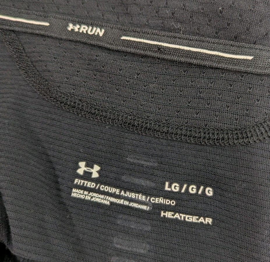 Under Armour Run Running Shirt Mens Large Fitted Pullover Black Track Training