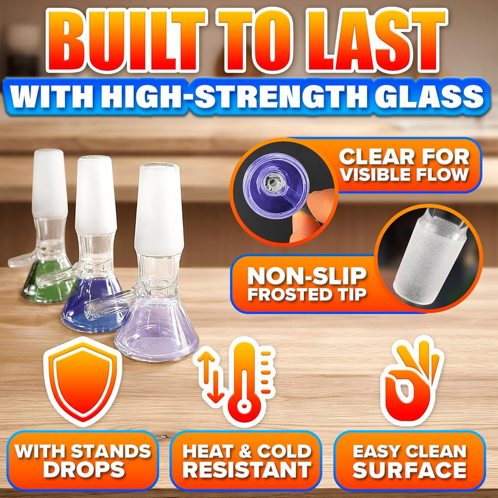 12-Pack 14Mm Glass Funnel with Handle – Ergonomic Handle for Kitchen & DIY Use,