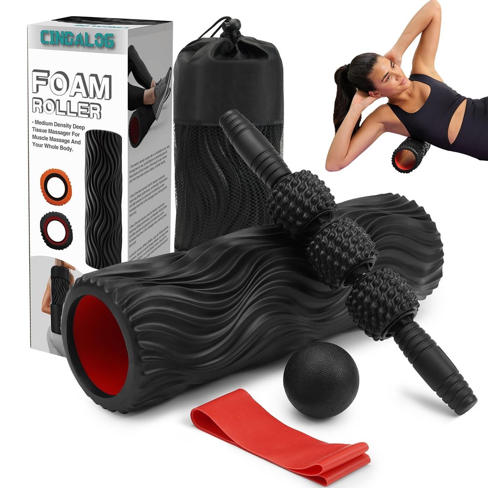 5 in 1 Foam Roller Set - Trigger Point Foam Back Roller, Muscle Roller Stick,...