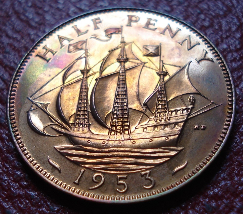 PROOF 1953 BRITISH HALF PENNY (40,000 MINTED)