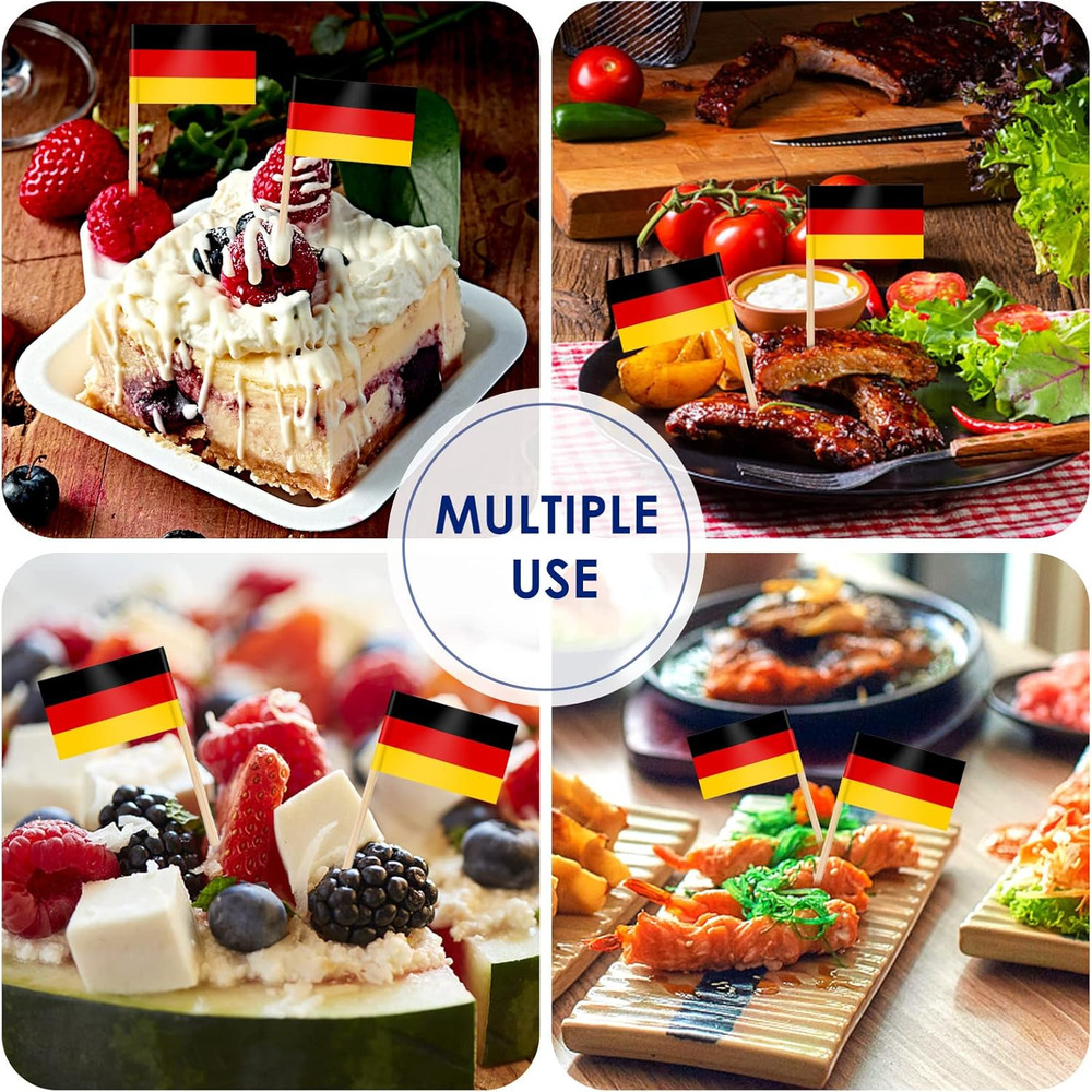 100PCS German Flag Toothpicks Cupcake Toppers Party Decorations