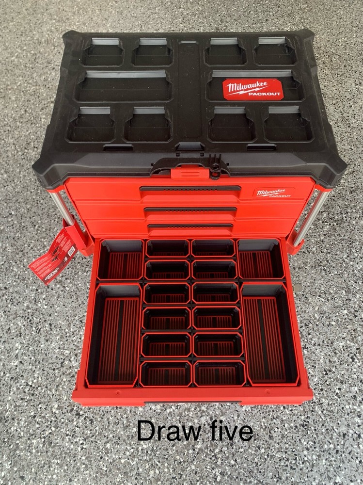 3D Printed Milwaukee Packout 4 Draw Organizer Bins