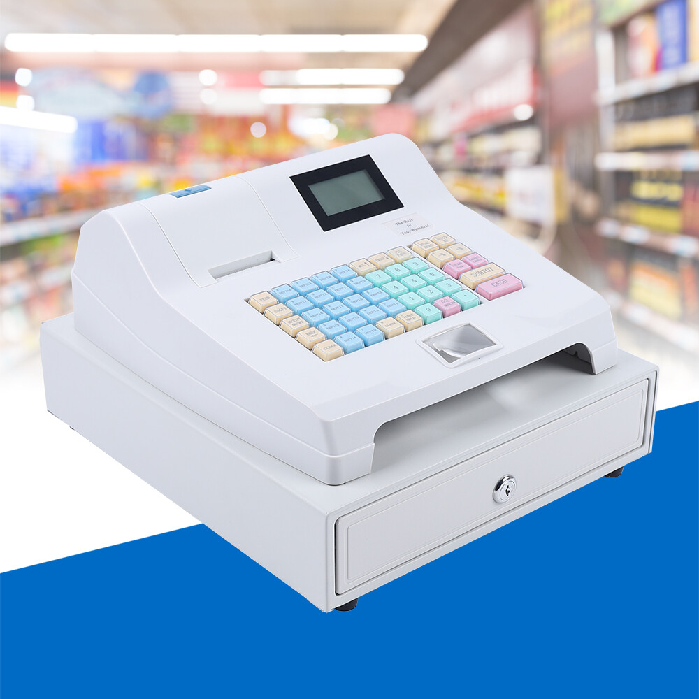 Electronic Cash Register - Digital LED, 48-Key Keyboard, Drawer Box