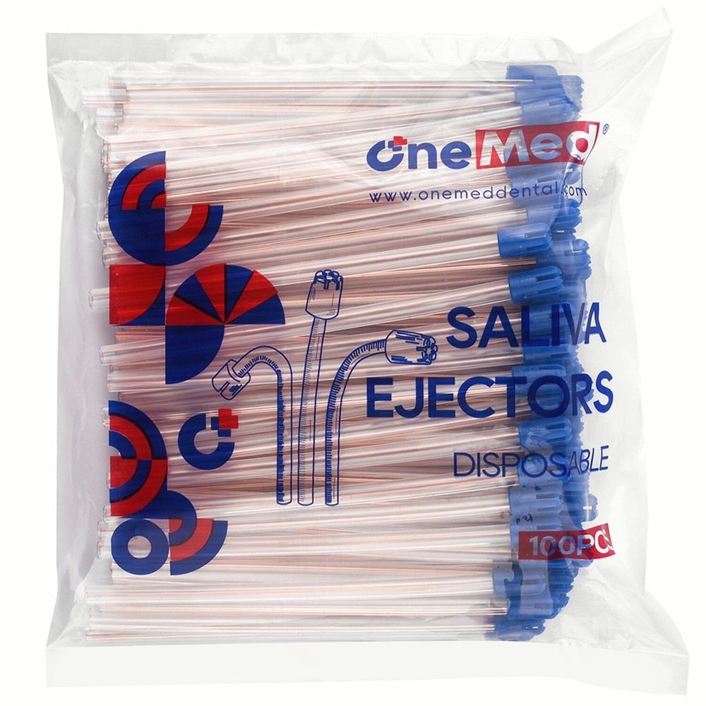 100Pcs CLEAR/BLUE Disposable Dental Saliva Ejector Evacuation Suction Tips