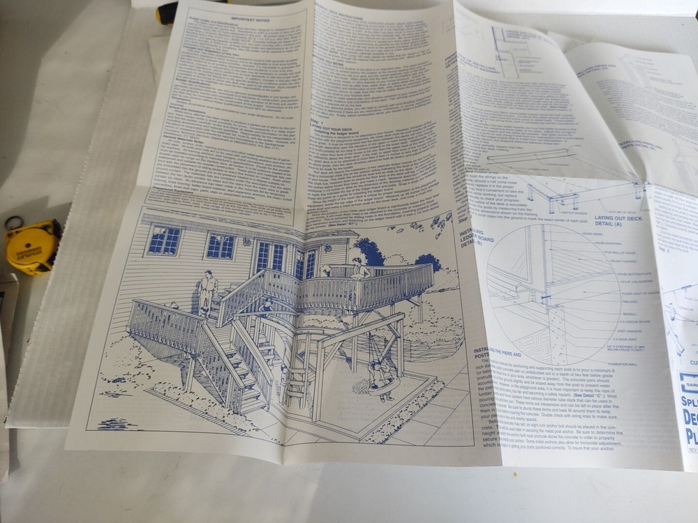VTG 1996 Garlinghouse Split Level Deck 14' Play Area Project Plan blueprints FYI