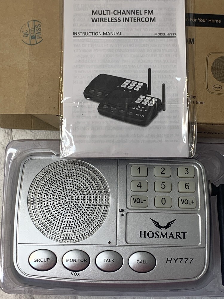 Home Intercom System 1/2 Mile Range Hosmart Wireless HY-777