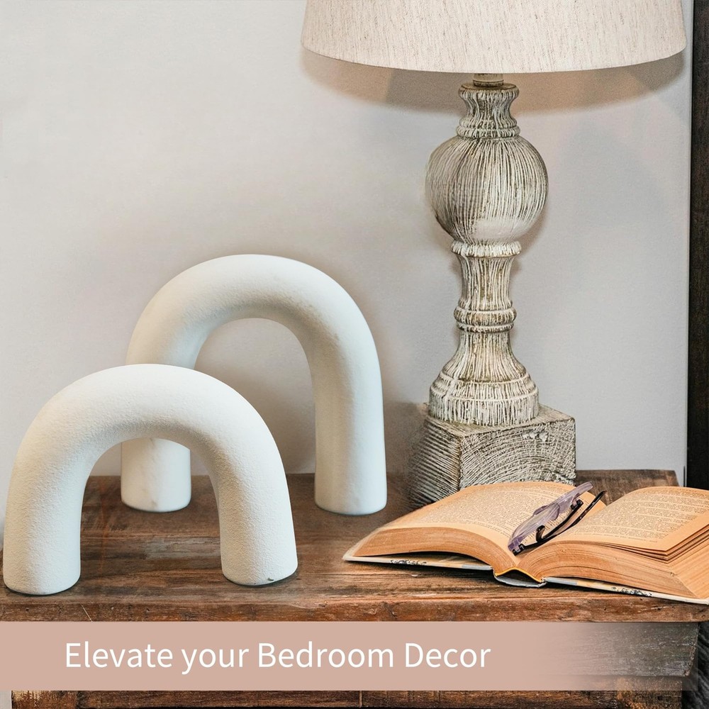 Defined Deco Ceramics Arch Decorative Objects,Neutral Home Decor for Shelves,...