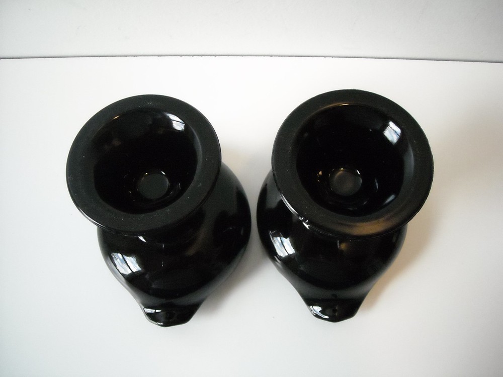 2 Black Amethyst Candleholders Unique Design Maker Unknown