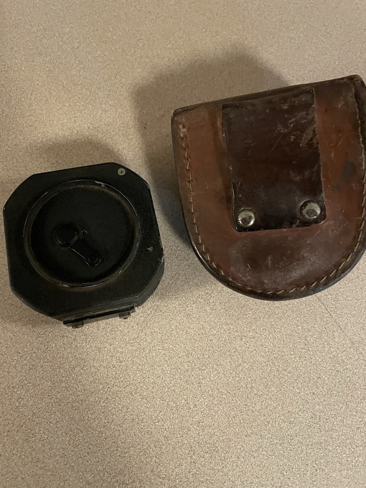 Vintage Compass With Hard Leather Case