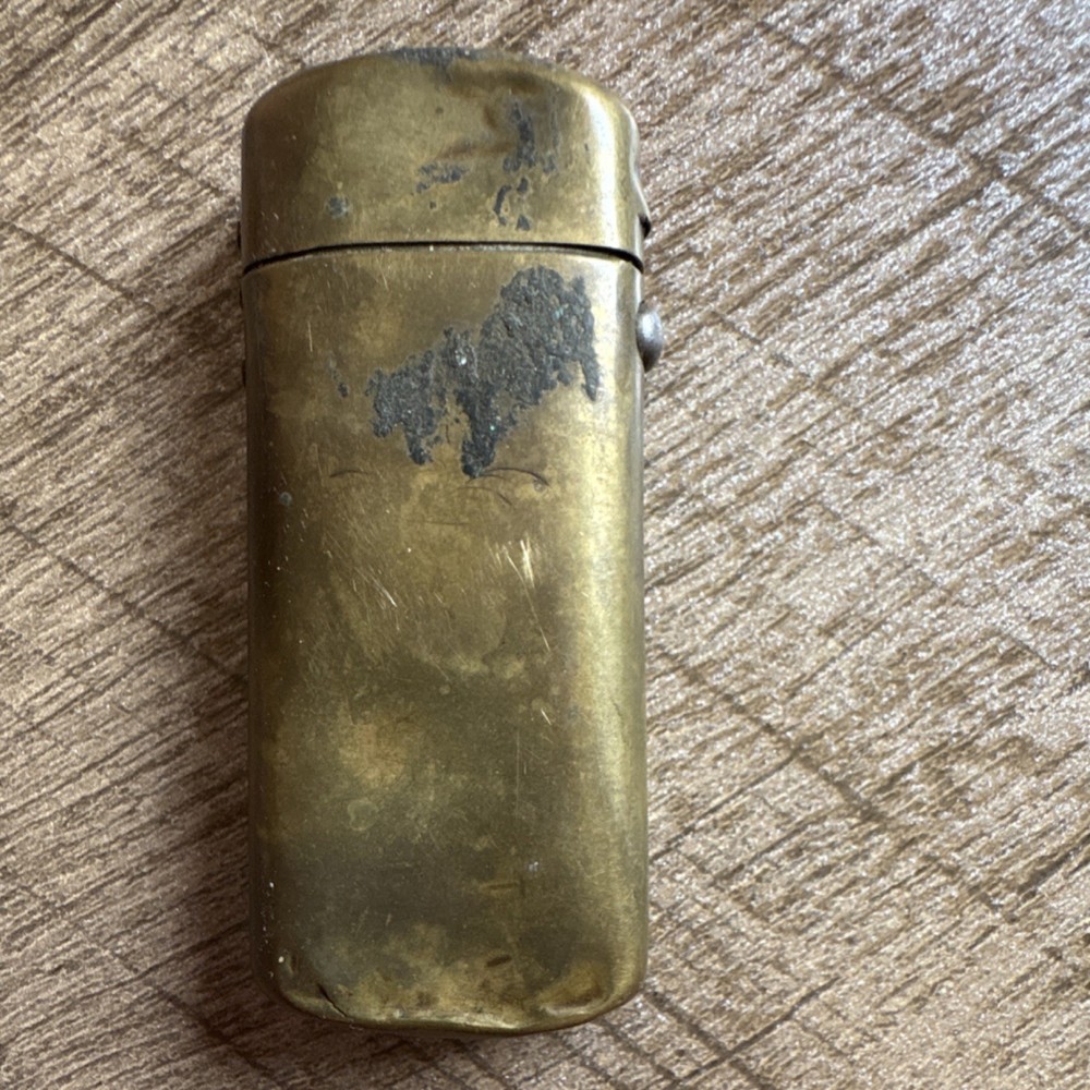 Edwardian Brass Locking Vesta Case with Crown Design