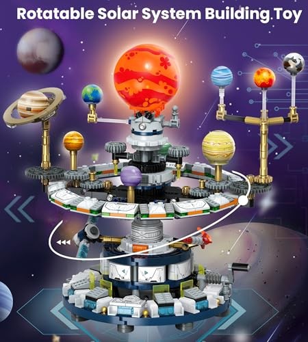 Rotatable Solar System Building Set, Space Exploration Building Blocks Set,